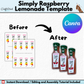 Simply Raspberry Lemonade Juice Label Template | Digital Download