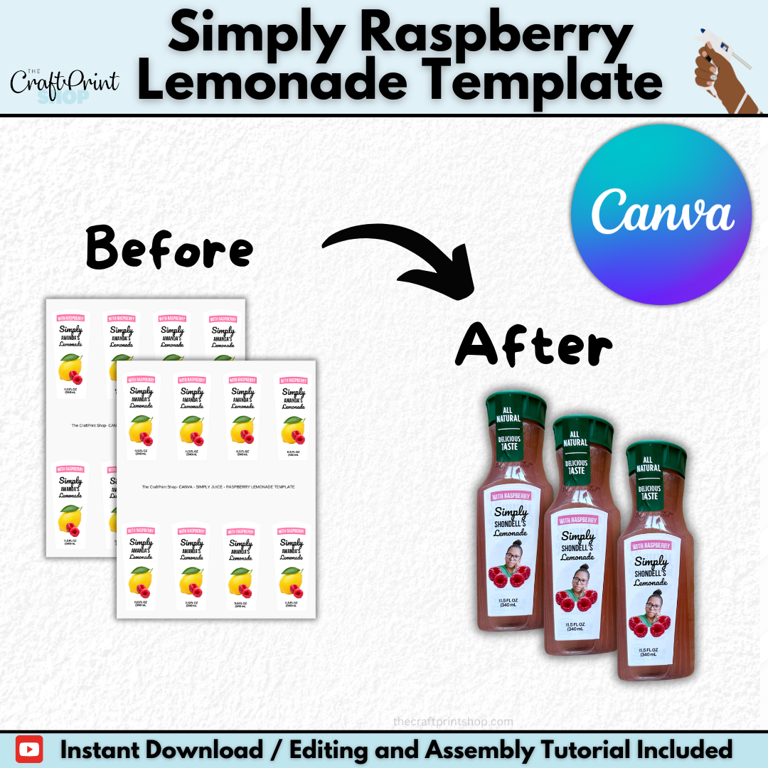 Simply Raspberry Lemonade Juice Label Template | Digital Download