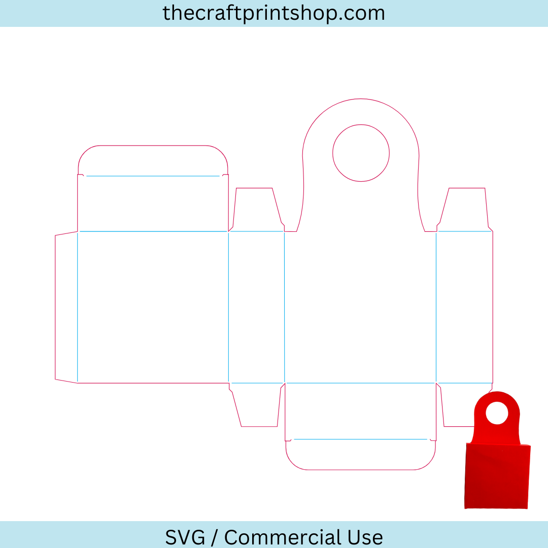 Square wine bottle hanging box tag svg file