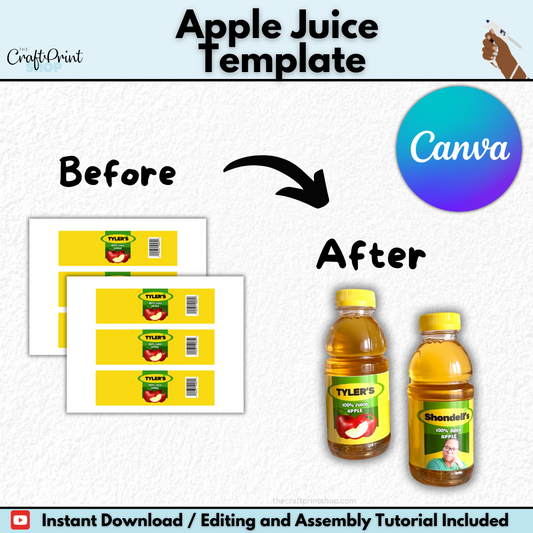 Apple Juice Pouch Canva Template | DIY Party Favor | Digital Download