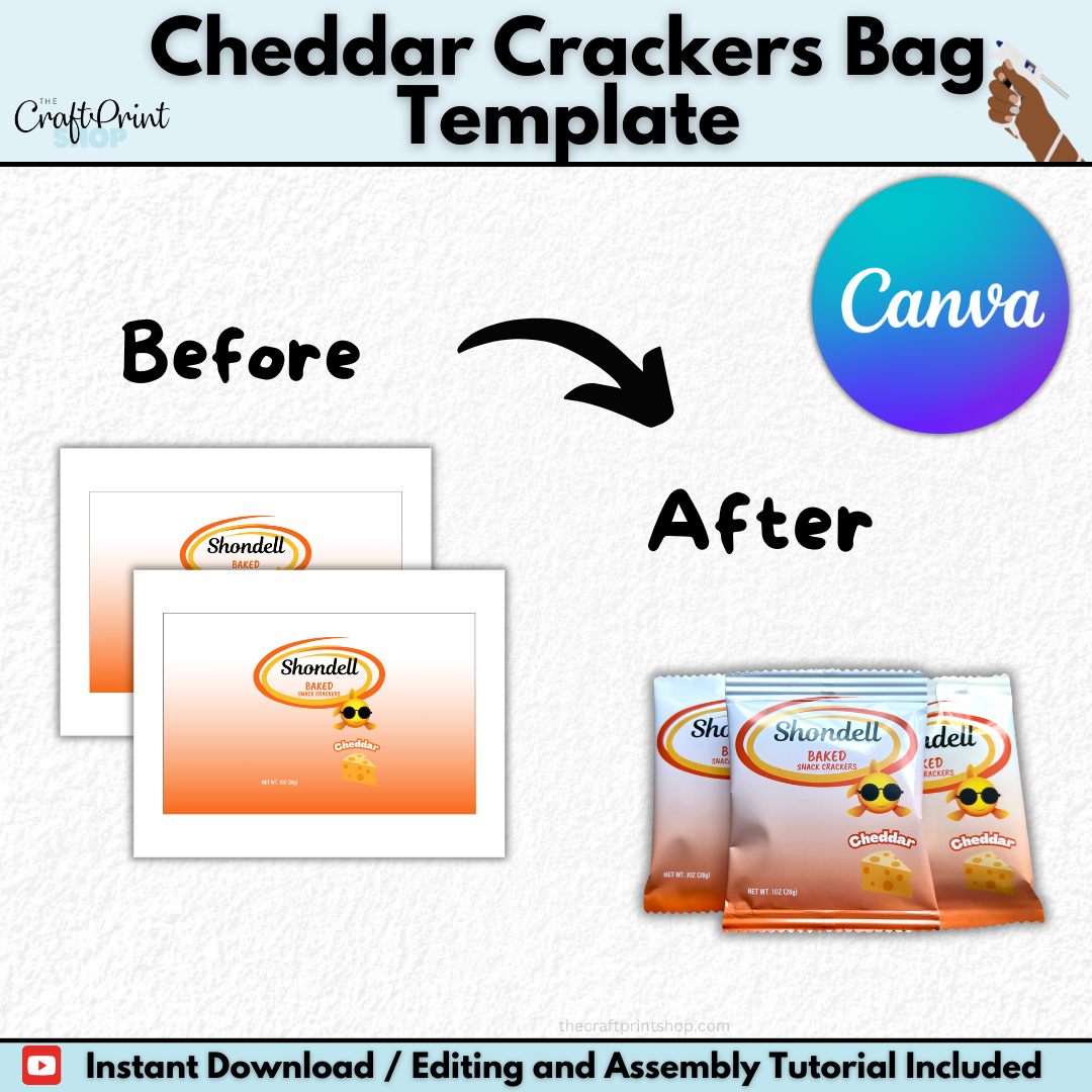 Cheddar Crackers Bag Canva Template – DIY Party Favor | Digital Download