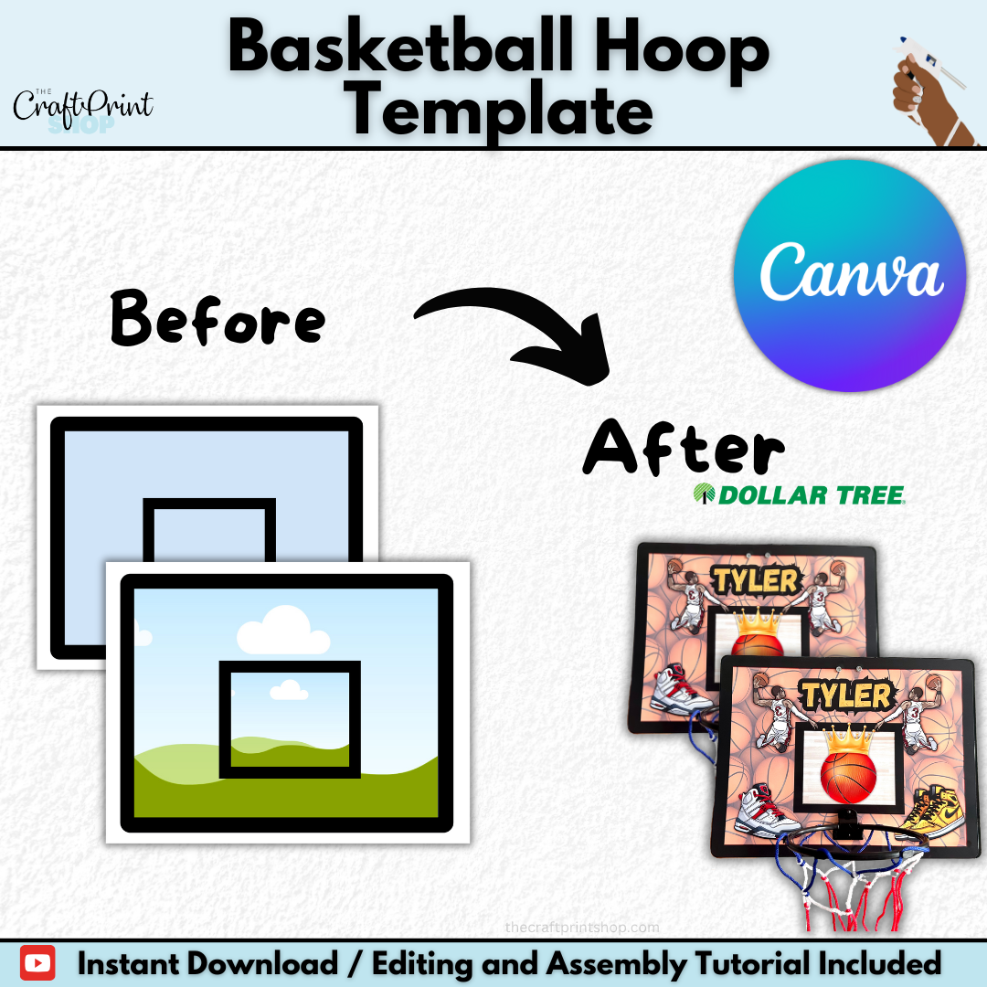 Square Basketball Hoop Party Favor Template | Digital Download