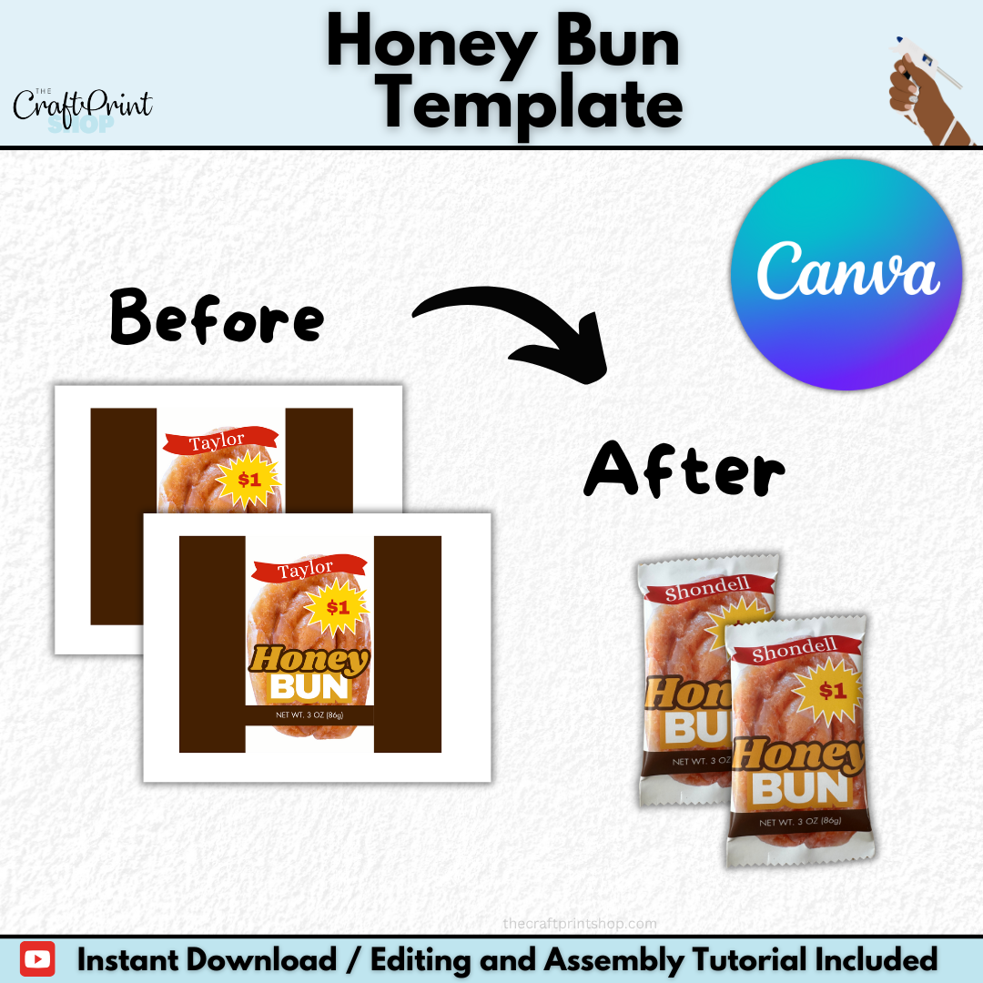 Honey Bun Bar Template | Digital Download for Party Treats