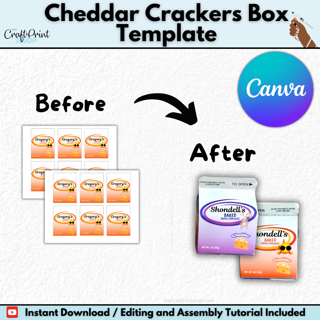 Cheddar Crackers Box Canva Template – DIY Party Favor | Digital Download