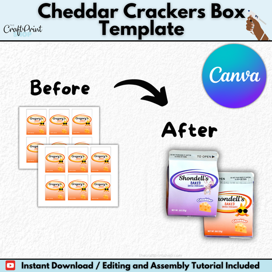 Cheddar Crackers Box Canva Template – DIY Party Favor | Digital Download