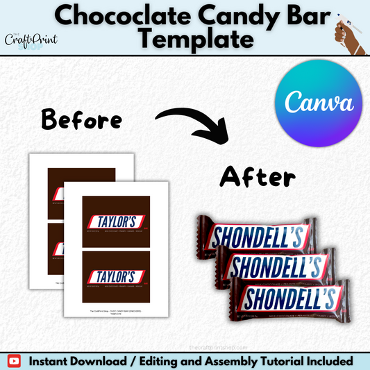 Chocolate Candy Bar Wrapper Canva Template | Digital Download