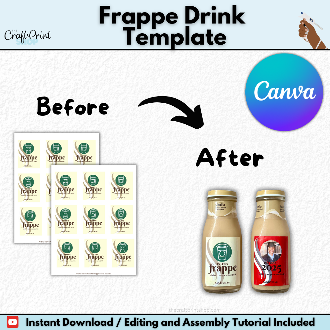 Frappe Drink Wrap Canva Template | Digital Download