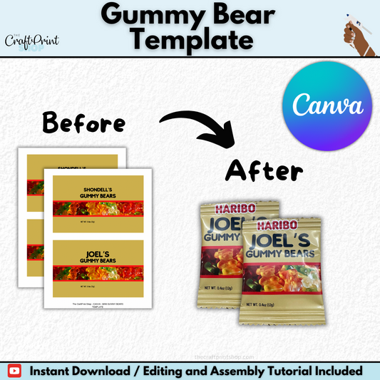 Gummy Bear Treat Bag Template - Digital Download