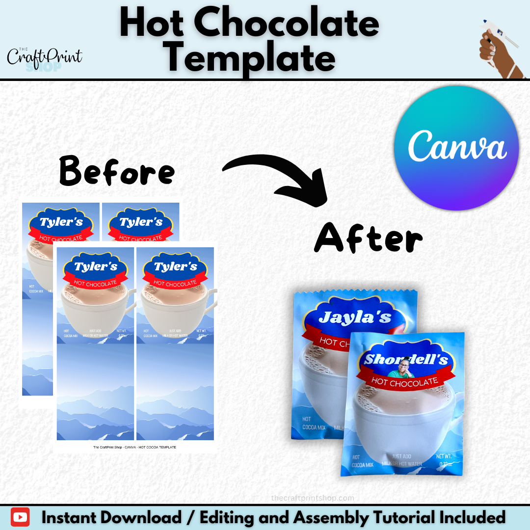 Hot Chocolate Treat Packet Canva Template - Digital Download