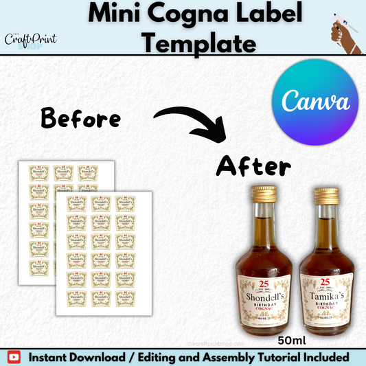 Mini Cognac Label Template – Editable Canva Digital Download