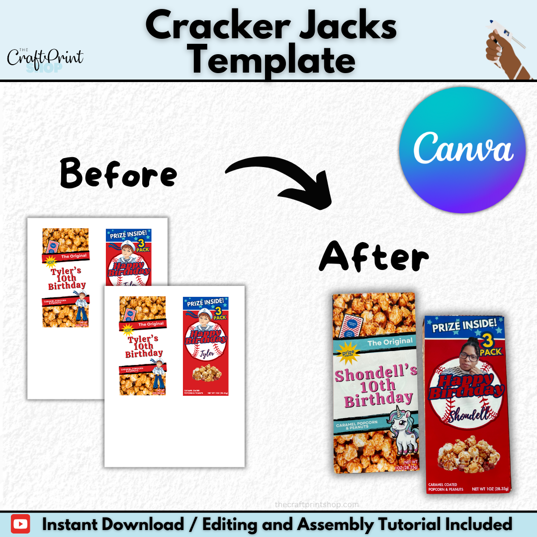 Cracker Jacks Party Favor Canva Template | Digital Download