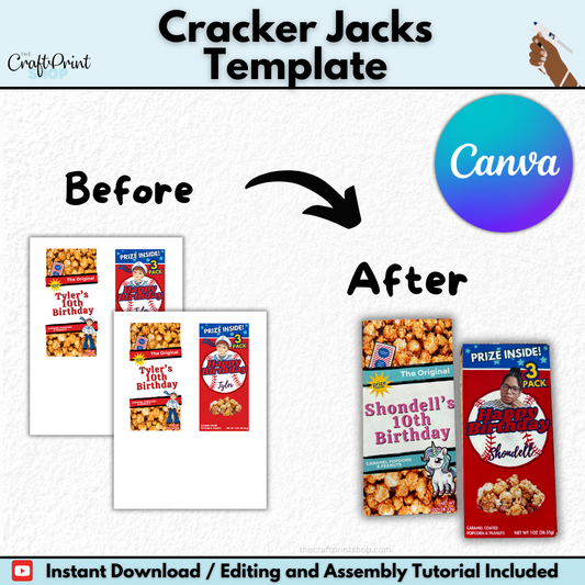 Cracker Jacks Party Favor Canva Template | Digital Download