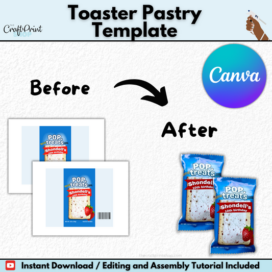 Toaster Pastry Party Favor Canva Template | Digital Download